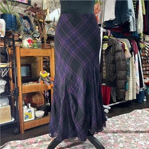 Ralph Lauren Silk Plaid Purple and Black Women's Skirt